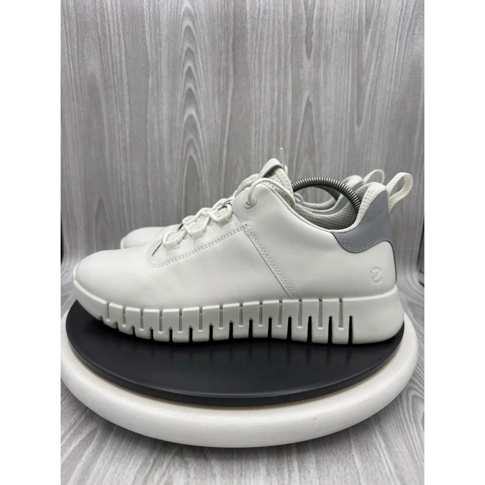 ECCO Gruuv‎ US Mens 8.5 EU 42 White Gray Leather Athletic Running Sneakers Shoes